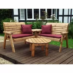Image of Charles Taylor Four Seater Corner Furniture Set with Cushions, Burgundy