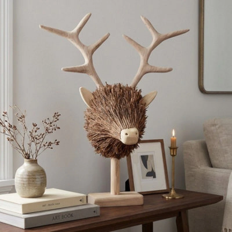 Image of Garden Greatness Relica Wooden Stag Head Sculpture