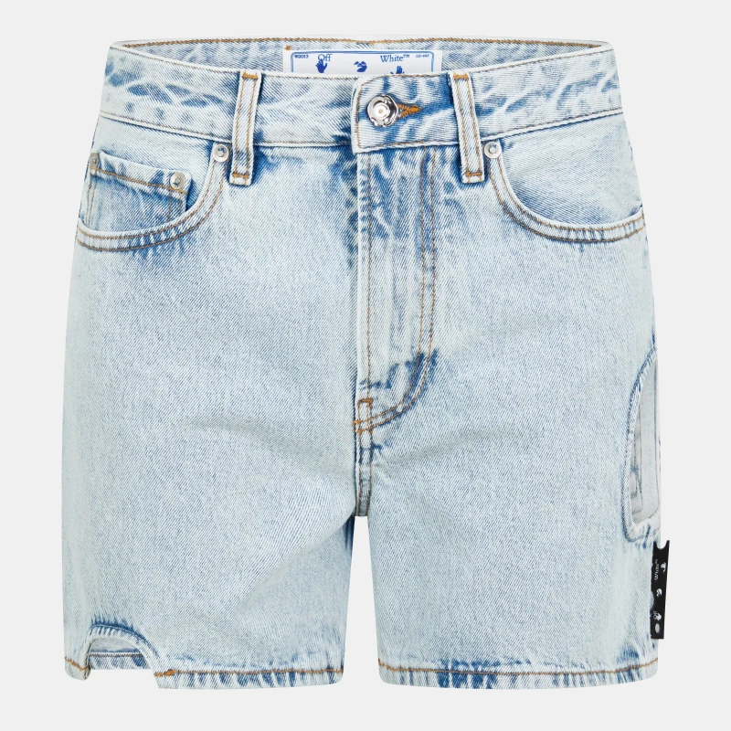 Image of Off White Womens Denim Shorts Light Blue female 24 L32