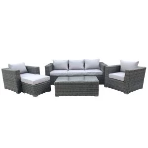 Image of Charles Bentley 5-Seater Rattan Garden Furniture Set with Footstool