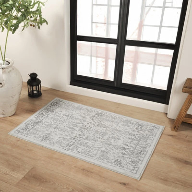 Image of Livabliss Vintage Oriental Boho Grey/ivory Margaux Area Rug 60 X 90 Cm - Easy Care, Non Shedding, Ideal For Living Room & Bedroom