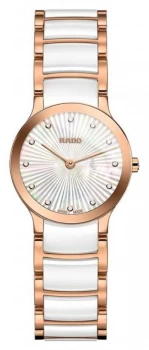 Image of RADO Centrix Diamonds White Ceramic And Rose Gold R30186912 Watch