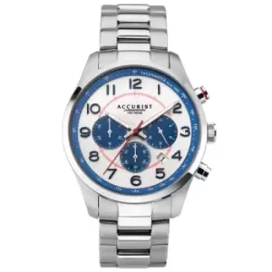 Image of Mens Accurist Chronograph Watch Silver Case & Stainless Steel Bracelet with Silver Dial