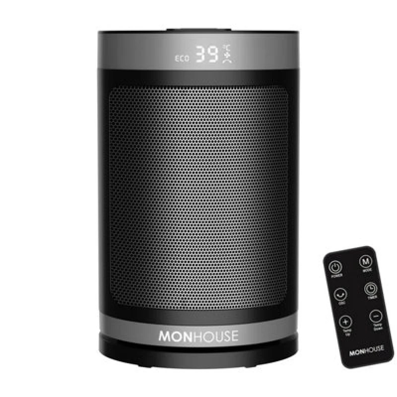 Image of MONHOUSE 1500W Energy Efficient Electric PTC Portable Heater 12H Timer - 24cm in Dark Grey Dark Grey Unisex