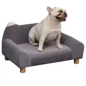 Image of Pawhut Pet Sofa Couch Dog Bed Cat Lounger With Four Wooden Legs - Grey