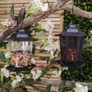 Image of Black Hanging Plastic Lantern Peanut and Seed Feeder Garden Wild Bird