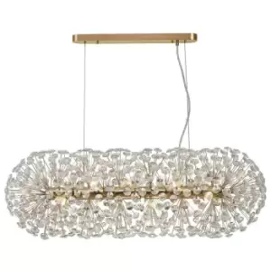 Image of Luminosa Lighting - Luminosa Salisbury Oblong Linear Ceiling Pendant 10 Light G9 French Gold, Crystal (28 extra sets of crystal)