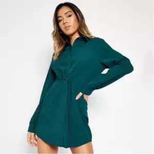 Image of I Saw It First Twist Front Shirt Dress - Green