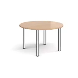 Image of Circular chrome radial leg meeting table 1200mm - beech