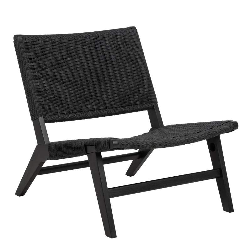 Image of Furniture To Go Burley Lounge Chair in Beige Fabric & Oak in Black Size: A Black Unisex A