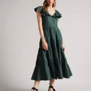 Image of Ted Baker Iveth Ruffle Collar Woven Dress - UK 10