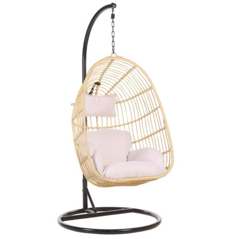 Image of Beliani Hanging Chair With Stand Casoli Pe Rattan Natural