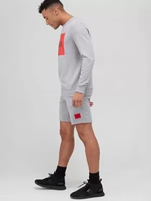 Image of Hugo Boss Diz 212 Red Patch Logo Jersey Shorts Silver Size L Men