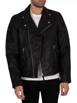 Image of Leather Moto Biker Jacket