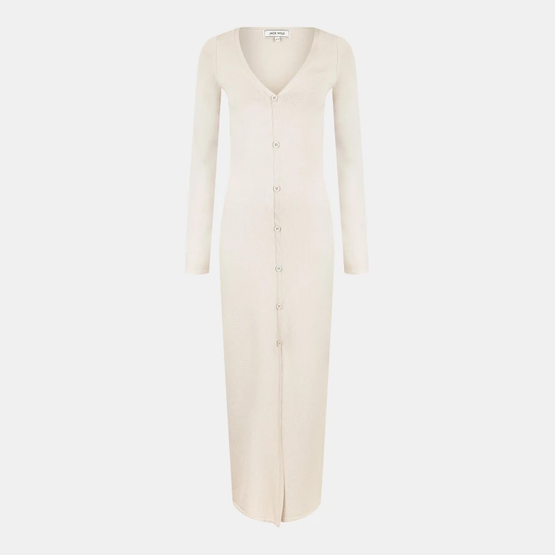 Image of Jack Wills Womens Sparkle Button Maxi Jumper Dress Stone Marl female 8 (XS)