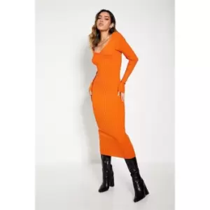 Image of I Saw It First Rib Scoop Neck Knit Midaxi Dress - Orange