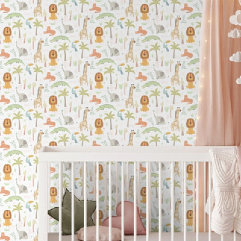 Image of Hoopla Walls Safari Boogie Honey Mallow 10M Wallpaper
