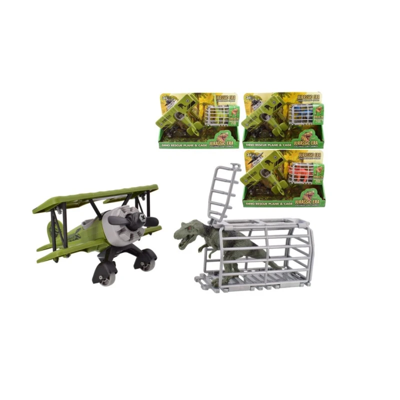 Image of Jurassic Era Plane Dino Rescue Plane and Dino In Cage Set Multi unisex