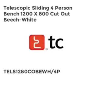 Image of TC Group Telescopic Sliding 4 Person Bench 1200 x 800 Cut Out Beech-White