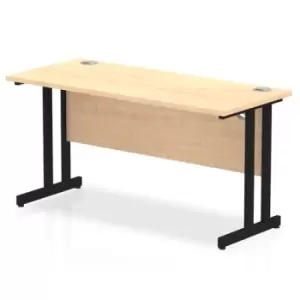 Image of Impulse 1400 x 600mm Straight Desk Maple Top Black Cantilever Leg