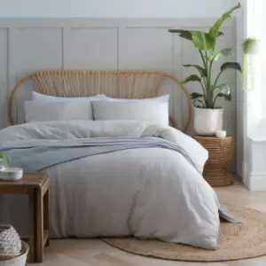 Image of Fresco 100% Cotton Reversible Duvet Cover Set, Natural, Super King - Appletree Loft