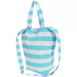 Image of Womens/Ladies Striped Summer Handbag With Shoulder Strap (One Size) (White/Mint) - Floso