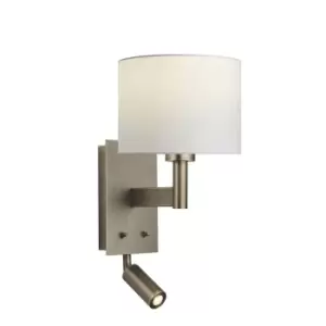 Image of Wall Light Antique Bronze & Vintage White Fabric 60W E27 & 2W LED e10566