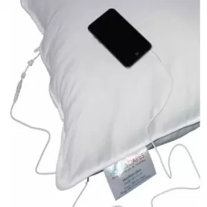 Image of Super Microfibre Music Pillow with Speakers - Medium/Firm - White - Homescapes