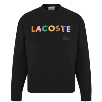 Image of Lacoste Lacoste Multi Word CN Sweatshirt - Black