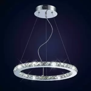 Image of Pendant light Galaxy round Small 27W LED 6000K polished chrome / crystal
