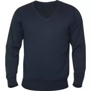 Image of Clique Mens Aston Knitted V Neck Sweatshirt (S) (Dark Navy)