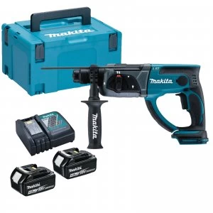 Image of Makita DHR202 18v Cordless LXT SDS Hammer Drill 2 x 4ah Li ion Charger Case