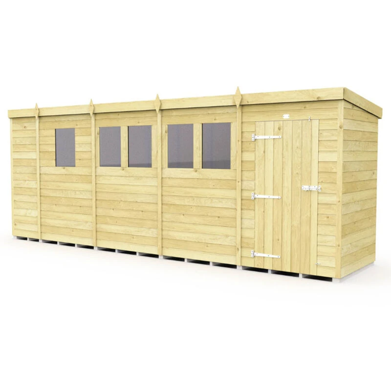 Image of Flat Pack Sheds DIY Sheds 17 x 4 Pent Shed, Brown 17X4PFF