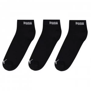 Image of Puma 3 Pack Quarter Socks Mens - Black