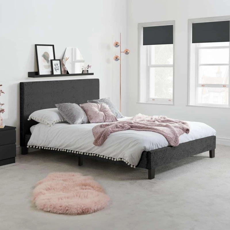 Image of Birlea Berlin Fabric Bed Black unisex King