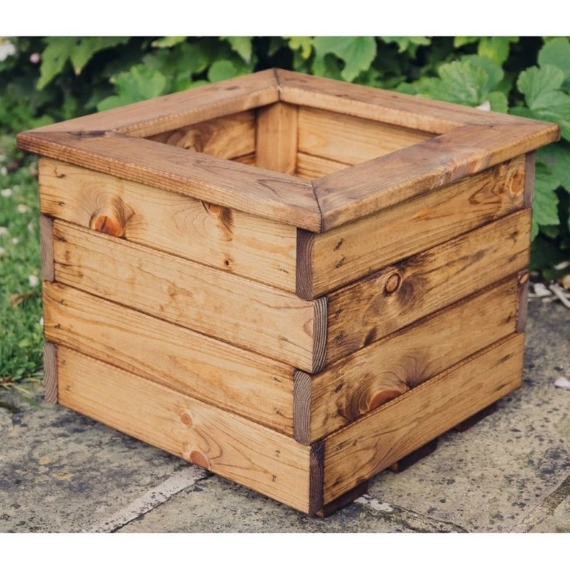 Image of Churnet Valley Garden Furniture Ltd Valley Small Square Planter - Timber - Garden Trough - Fully Assembled in Brown Brown Unisex