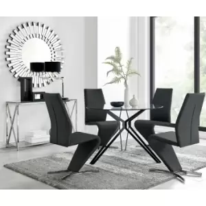 Image of Cascina Dining Table and 4 Black Willow Chairs - Black