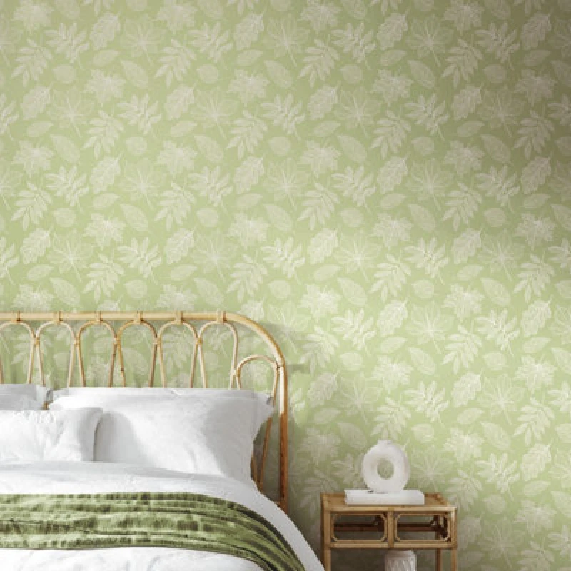 Image of Hoopla Walls Leaf Silhouette - Dusty Sage 10M Wallpaper