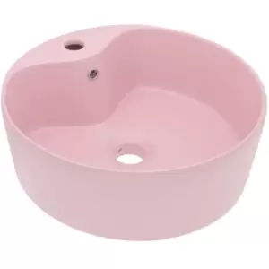 Image of Luxury Wash Basin with Overflow Matt Pink 36x13cm Ceramic Vidaxl Pink