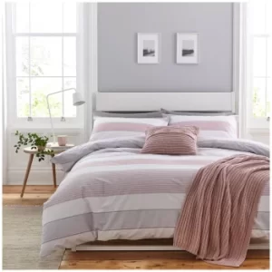 Image of Catherine Lansfield Newquay Stripe Blush Bedding Set- Single