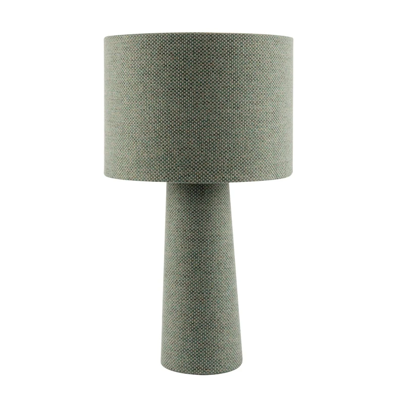 Image of Happy Homewares Forest & Olive Green Jacquard Linen Lamp with Fabric Shade & Base in Dark Green Dark Green Unisex