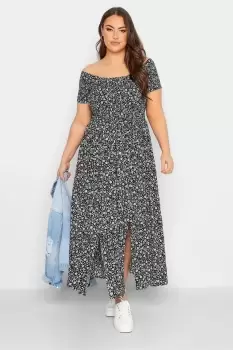 Image of Shirred Bardot Maxi Dress