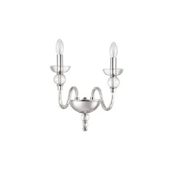 Image of Doge 2 Light Indoor Glass Candle Wall Light Clear, E14