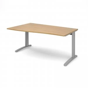 Image of TR10 Left Hand Wave Desk 1600mm - Silver Frame Oak Top