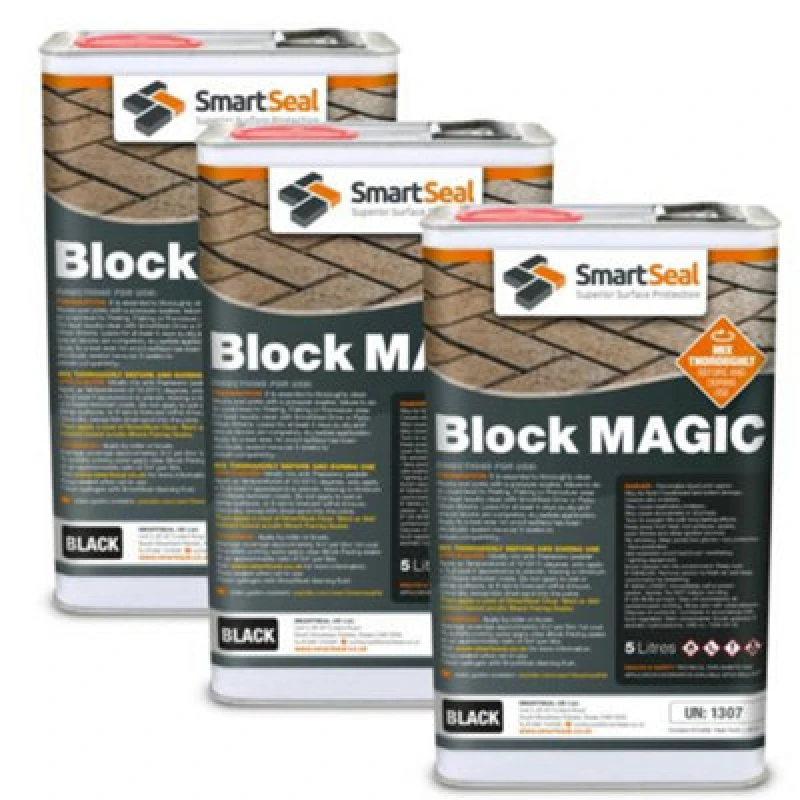 Image of Smartseal - Block Magic - Black (3X5L) - A Re-Colouring Block Paving Sealer. Superior To Concrete Paint, Transform Old Driveways
