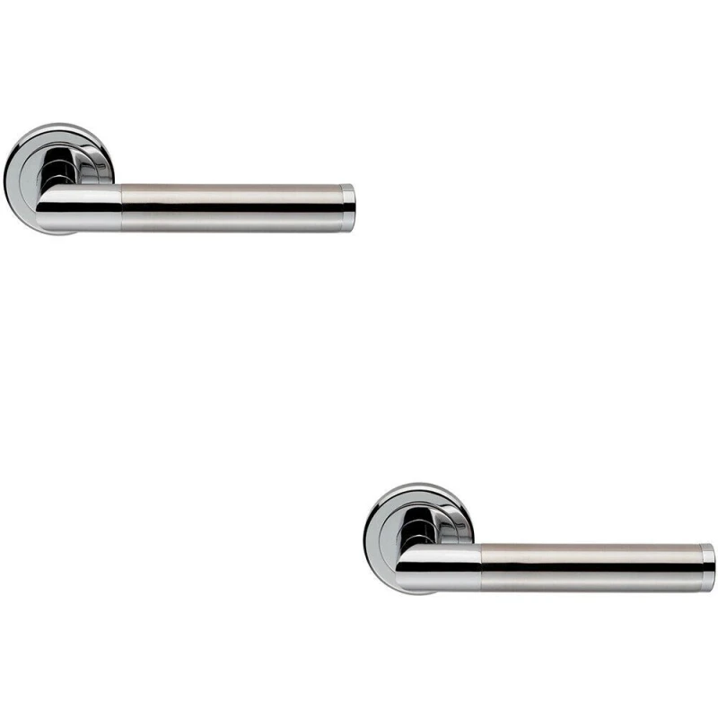 Image of Loops 2x PAIR Sectional Round Bar Lever on Round Rose Concealed Fix Dual Chrome Multi