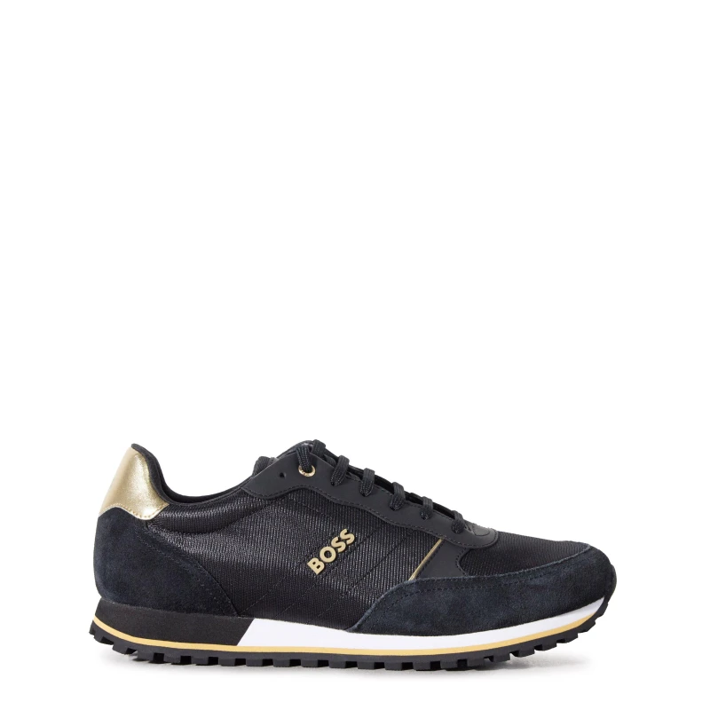 Image of Boss Mens Parkour Runners Textured Mesh Trainers Black/Gold 007 male 5 (39)