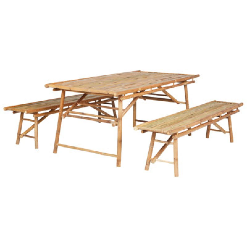 Image of Beliani Garden Dining Set 4 Seater Tindari Bamboo Wood Light Brown