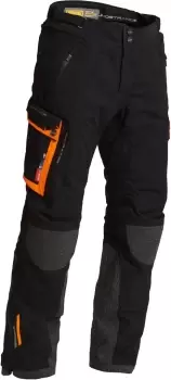 Image of Lindstrands Sunne Waterproof Motorcycle Textile Pants, black-orange, Size 58, black-orange, Size 58