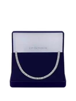 Image of Jon Richard Rhodium Plated Cubic Zirconia Baguette Collar Necklace - Gift Boxed, Silver, Women